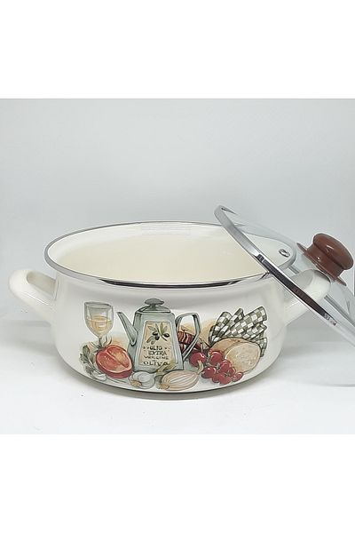 Avşar Enamel Evi̇m 22 cm Diameter 3 Liter Nostalgic Enamel Pot