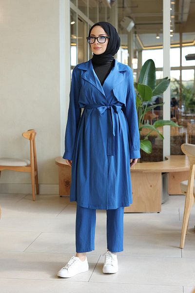MİSSKAYLE Moon Piece Detailed Suit Indigo