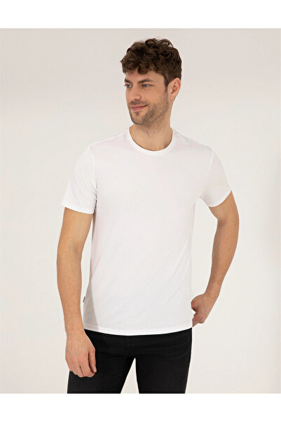 Pierre Cardin Tricou de bază Slim Fit pentru bărbați-alb