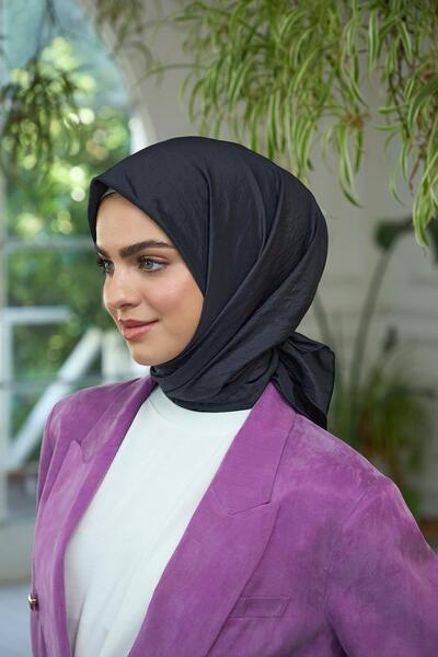 İpekhan Μαντήλι Voile με απλό σχέδιο Anthracite Voile Silk Scarf - 10100-13