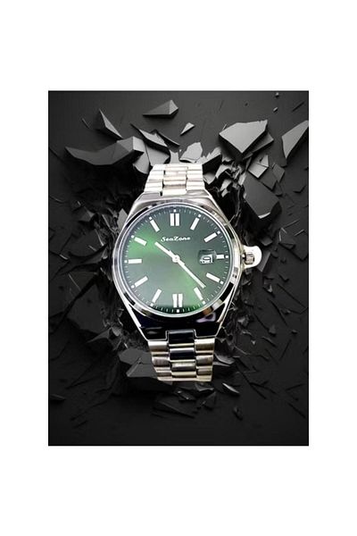 Rivoly Seazone Men's Stainless Steel Analog Quartz Watch Date Display Easy To Read Fashion Design