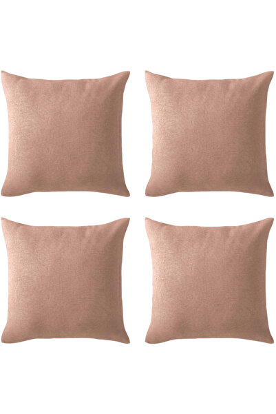 De'Vor Sütlü Kahve Kırlent Kılıfı 4'lü Set - Gizli Fermuarlı - Kadife Dokulu