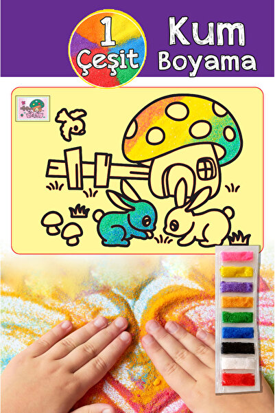 Dikkat Atölyesi Yayınları Tavşan Ailesi Renkli Kum Boyama A4 Boyut