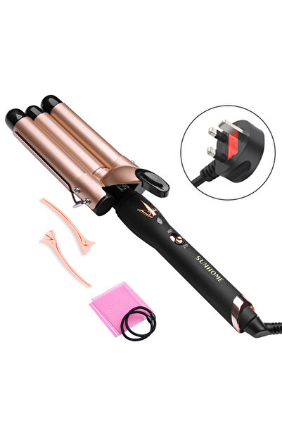 Sunhome مكواة تجعيد الشعر ذات الثلاث أسطوانات لتجعيد الشعر العميق في الصالونا...