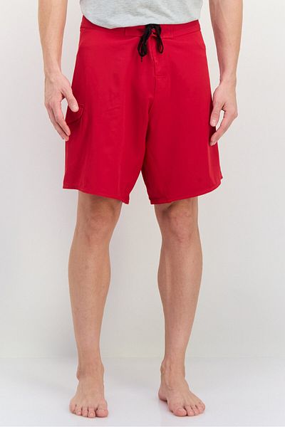 Burnside Men Drawstring Board Shorts, Red