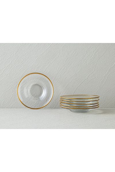 English Home 5-Piece Fitted Glass Tea Plate Gold