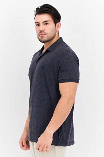 French Connection Men Regular Fit Short Sleeves Heather Polo T-Shirt, Charcoal
