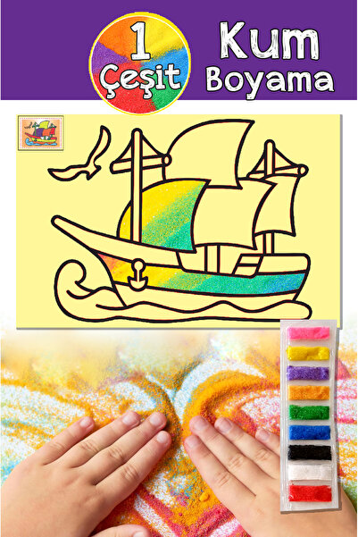 Dikkat Atölyesi Yayınları Gemi Desenli Renkli Kum Boyama A4 Boyut