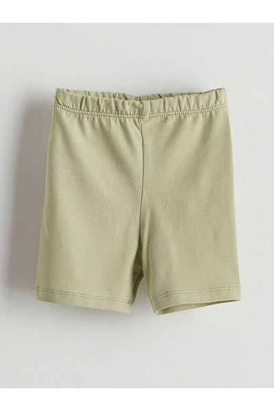 LC Waikiki Green Baby Girl Short Leggings with Elastic Waist 3-Piece