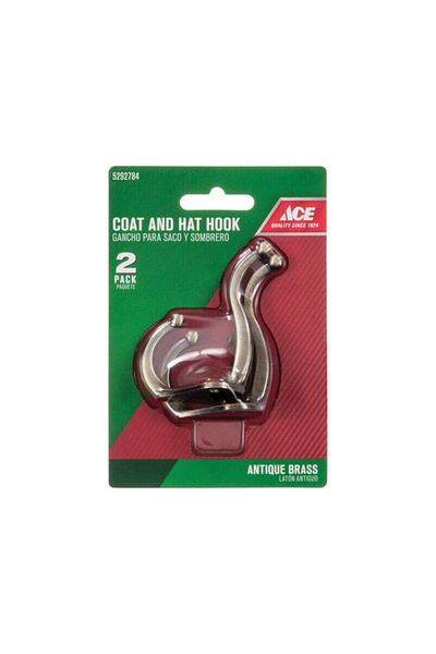 ACE Antique Brass Elegant Small Coat and Hat Hook 3inch