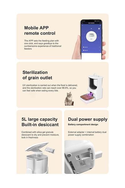 KidLe 5L Large Capacity Cat Feeder Smart Dog Feeder