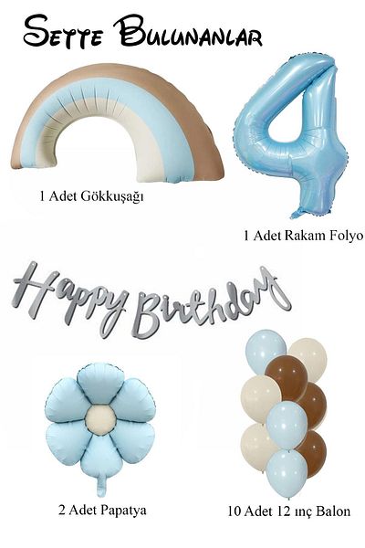 Patladı Gitti Retro 4 Year Old Daisy Themed Baby Boy Concept Birthday Set