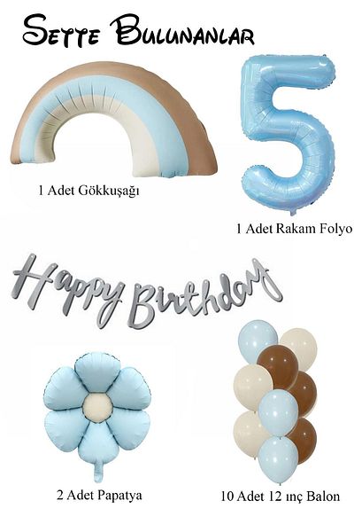 Patladı Gitti Σετ γενεθλίων Retro 5 Years Daisy Themed Baby Boy Concept