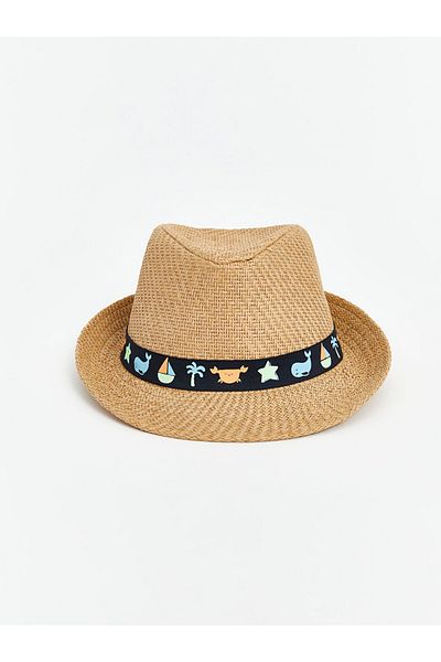 LC Waikiki Lcw Baby Beige Animal Printed Baby Boy Straw Hat