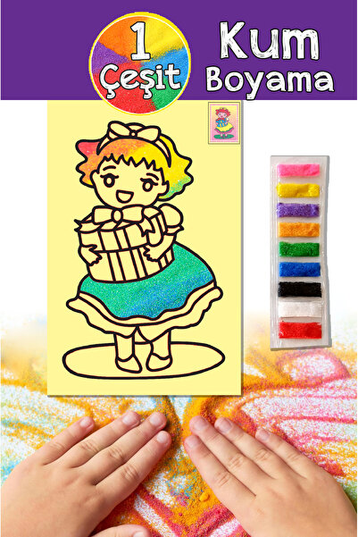 Dikkat Atölyesi Yayınları Doğum Günü Hediyesi Renkli Kum Boyama A4 Boyut