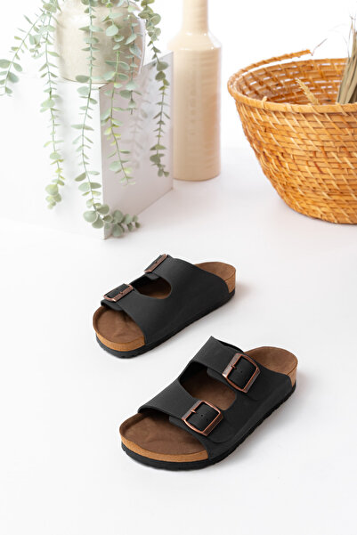 SİLİYA Sly Unisex Ortopedik Tabanlı Terlik Çift Bantlı Tokalı Günlük & Dışarı Terliği