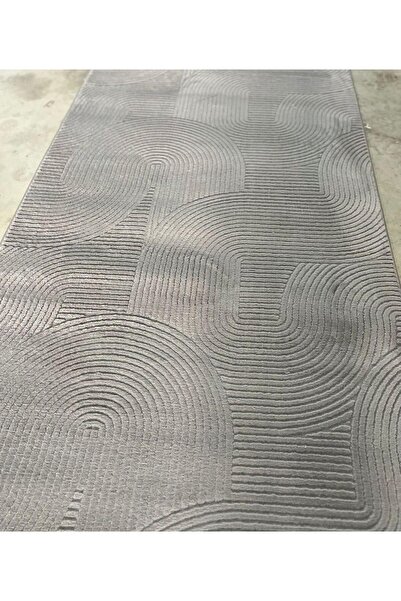 Merinos Rölyef Joy Gri Kaymaz Taban Kesme Halı Yolluk