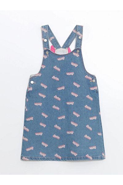 LC Waikiki Rochie de jeans pentru fete cu imprimeu albastru LCW Kids