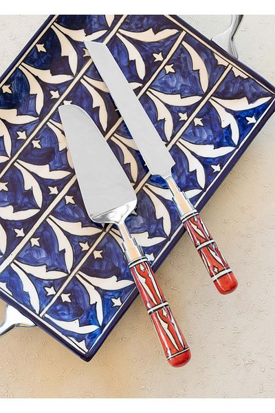 The Mia Corallo Cake Serving Set Red 2 Pieces