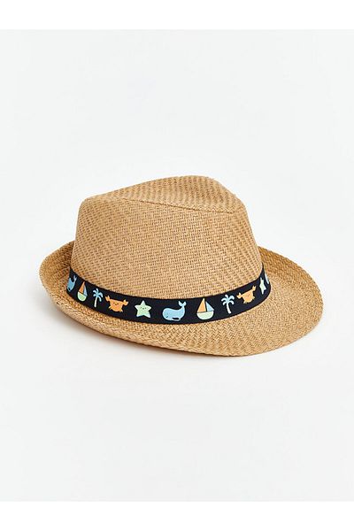 LC Waikiki Lcw Baby Beige Animal Printed Baby Boy Straw Hat