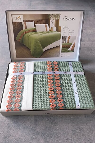 Sevim Комплект от 4 двойни одеяла за басейн Tivoli - одеяло за зестра и подарък - зелено Валери
