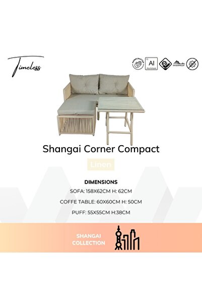 VAVRATTAN Shangai Rattan Bahçe Balkon Mini Köşe Takımı Keten