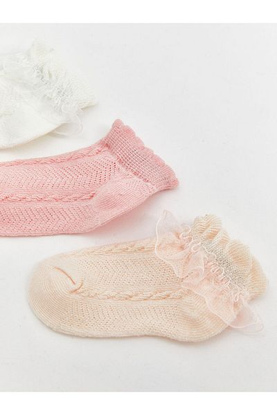 LC Waikiki New Season Tulle Baby Girl Booties Socks 3-Piece - S5En35Z1