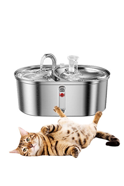 KidLe نافورة مياه قطط من الفولاذ المقاوم للصدأ بسعة كبيرة، وحدة تغذية مياه ذك...