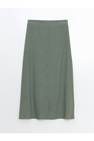 LC Waikiki Lcw Grace Green Elastic Waist Textured A-Line Women's Skirt