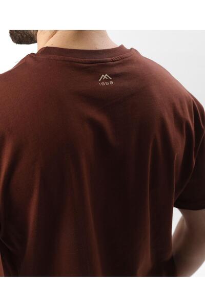 Madmext Ανδρικό T-shirt με στάμπα Bitter Brown με λεπτομέρεια κεντήματος E7108