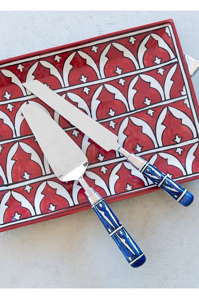 The Mia Corallo Cake Serving Set Blue 2 Pieces