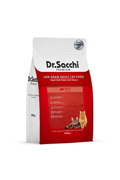Dr. Sacchi Dr.Sacchi Premium Düşük Tahıllı Sığır Etli Yetişkin Kedi Maması 1 Kg