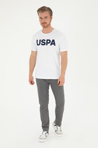 U.S. Polo Assn. U.S. Polo Assn. Tricou alb pentru bărbați cu gât crew G081SZ011.000. 1795459   DMLS