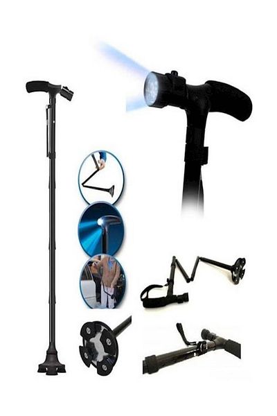 Primo Plus Dependable Folding Cane With Build-In LED Light ,Foldable Crutches For The Elderly And Sick