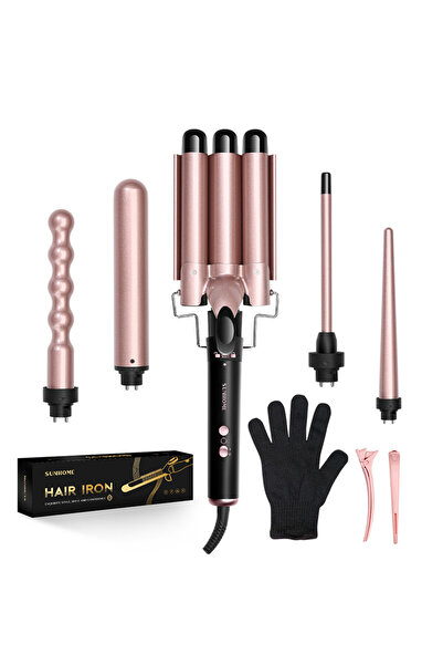 Sunhome 5-IN-1 Hair Curler Iron, Professional Curling Wand Set