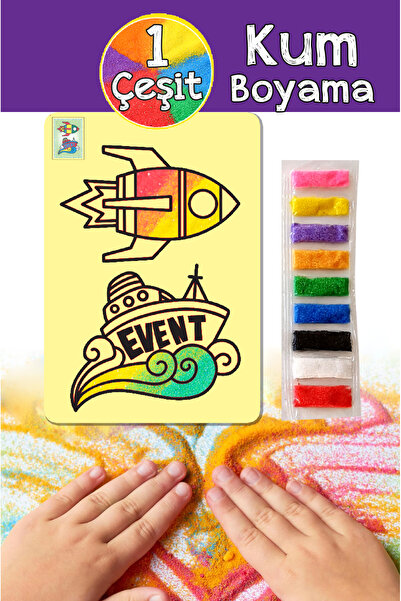 Dikkat Atölyesi Yayınları Roket Event Desenli Renkli Kum Boyama A4 Boyut