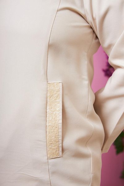 RMG Large Size Jacket Cream - Pocket Sequin Sequin Detail