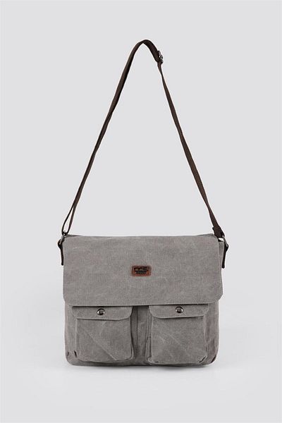 ÇÇS Γκρι καμβάς ώμου Σταυρός τσάντα Messenger 31309-gr