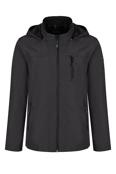 SİVAİST Men's Black 100% Waterproof Detachable Hooded Summer Jacket with Inner Pocket