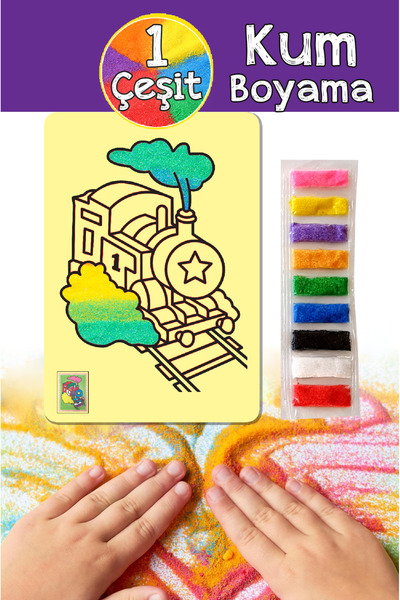 Dikkat Atölyesi Yayınları Tren Desenli Renkli Kum Boyama A4 Boyut