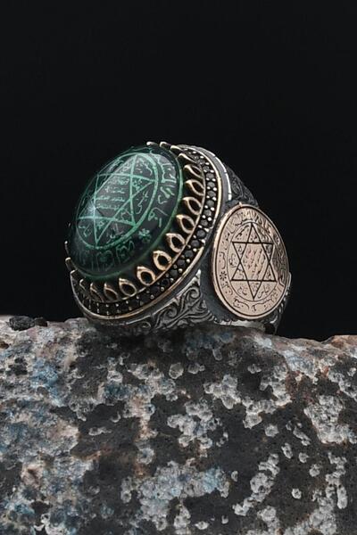 Prestige Özel Tasarım Hz. Süleyman Mührü Gümüş Erkek Yüzüğü 901543