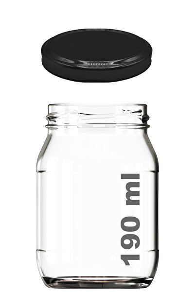 Afracam 190 ml Metal Siyah Kapaklı Konserve Kavanozu 190 Cc Şeffaf Bebek Mama Kavanoz 1 Adet