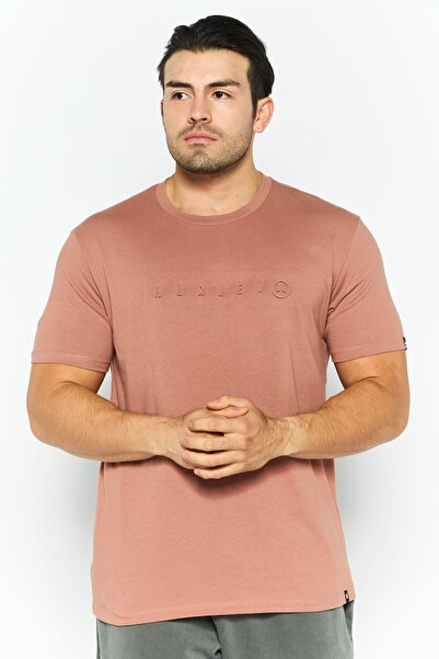 Hurley تي شيرت رجالي رياضي بأكمام قصيرة للأنشطة الخارجية، وردي باهت