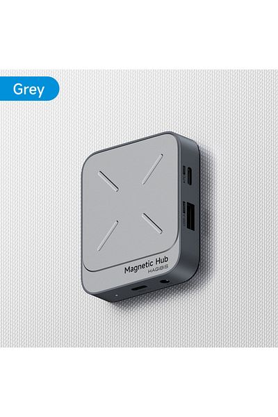 Choice محول USB C مغناطيسي رمادي اللون من نوع Hagibis متعدد المنافذ مع محطة إرساء 4K HDMI 100W PD لأجهزة Macbook