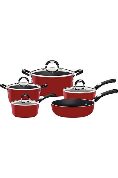 TRAMONTINA Since 1911, Made In Brazil - Monaco Induction Ready 9 Pieces Aluminum Cookware Set