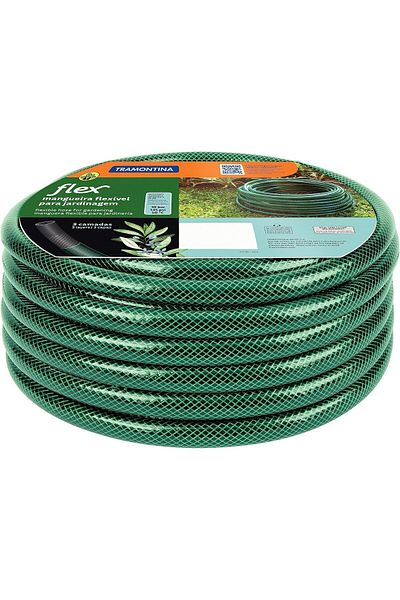 TRAMONTINA Since 1911, Made In Brazil - 20m Flex Garden Hose With 3-layer Pvc Fiber And Braided Polyester Cord