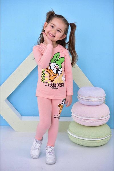 TRENDİMİZBİR Σετ κοριτσίστικο καλσόν με στάμπα Daisy