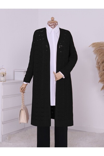 Modamorfo Openwork Medium Length Loose Knitwear Cardigan