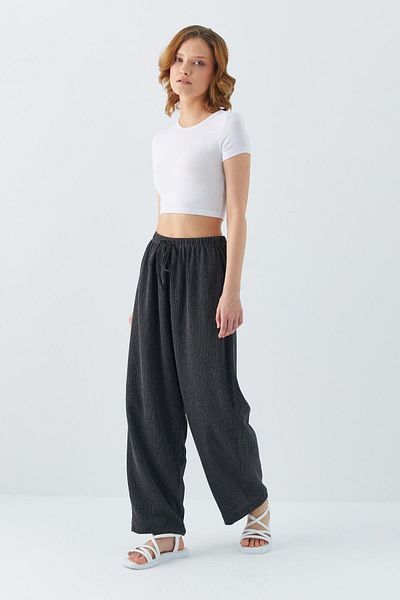 Mixray 4584 Women's Elastic Waist Knitted Shalwar Trousers Anthracite