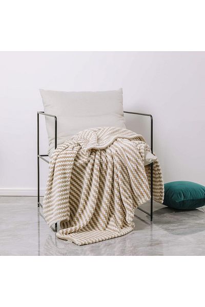 COOYA Dot Velvet Microfiber Throw Blanket, Soft Plush Cozy Warm Blanket for Couch Tan and White 50''x60''
